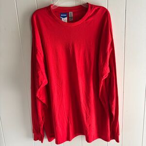 Gildan Men's Size 2XL Heavy Cotton Long Sleeve Crewneck Orange T-Shirt #B